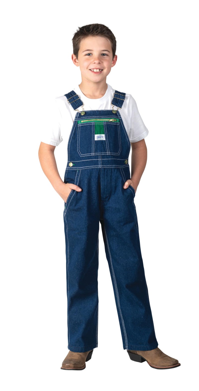 Liberty Youth Denim Bib Overall, Rigid Blue, 8 - Image 1